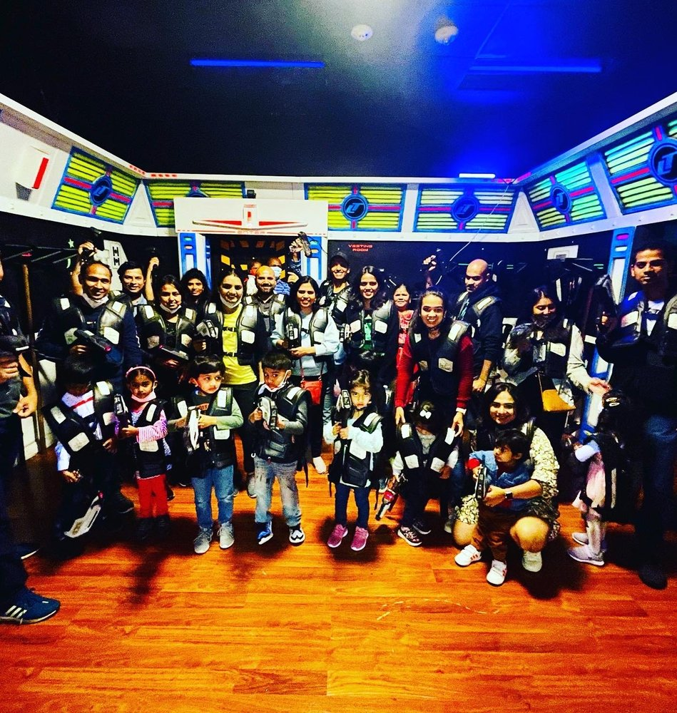 Adult group enjoying a fun laser tag outing at Laser Tagging Inc. in Newark, CA. Perfect for date nights, friend groups, and celebrating special occasions.