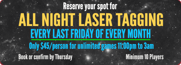Overnight lock-in laser tag event promotional graphic
