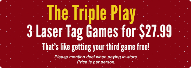 Triple Play Deal promotional graphic for three laser tag games